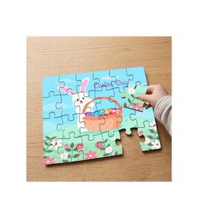 Paskalya Tavşanı Tasarımlı 24 Parça Ahşap Çocuk Puzzle