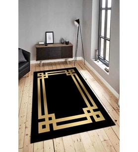 Dijital Baskılı Yıkanabilir Kaymaz Modern Renkli Salon Halısı Mutfak Halısı Yolluk ND-HY-1158 (Gold)