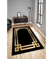 Dijital Baskılı Yıkanabilir Kaymaz Modern Renkli Salon Halısı Mutfak Halısı Yolluk ND-HY-1158 (Gold)