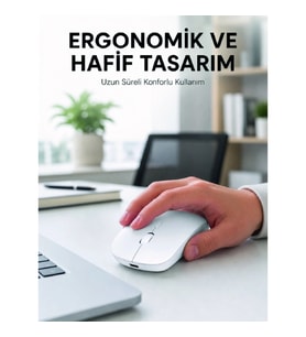 Mey İthalat® Profesyonel Kablosuz Bluetooth Mouse Çift Modlu Şarjlı Ergonomik Fare