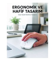 Mey İthalat® Profesyonel Kablosuz Bluetooth Mouse Çift Modlu Şarjlı Ergonomik Fare