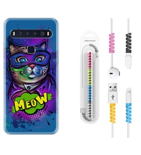 TCL 10L 10 Plus 10SE 20E 20SE 30SE L7 Kılıf Kablo Koruma Spiral Silikon Super Meow 1715