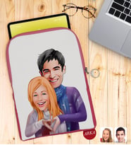 BK Gift Kişiye Özel Sevgililer Karikatürlü Taşınabilir Koruyucu Tablet Kılıfı & Organizer Çanta - Pembe-89