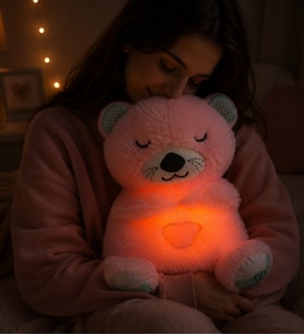Nefes Alıp Veren Işıklı Sevimli Pembe Peluş Ayıcık Sevgiliye,Arkadaşa Hediye