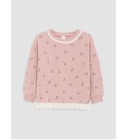 LCW Kids Pembe Bisiklet Yaka Kız Çocuk Çiçekli Sweatshirt