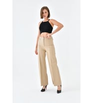Ftz Women Kadın Deri Pantolon Beige 30634