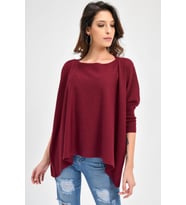 Chuba Kadın Bordo Triko Panço 20W104