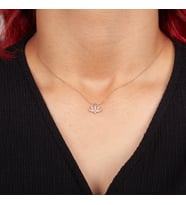 Gümüş Lotus Çiçeği Minimal Rose Kolye
