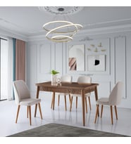 ARMİN MASA, MERİDA SANDALYE, HALİÇ CEVİZ, 130x80