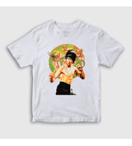 Presmono Unisex Çocuk Beyaz Ejder Bruce Lee T-Shirt 256739tt