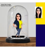 Kişiye Özel Taraftar Sarı Lacivert Karikatürlü Fanus Biblo – LED Işıklı Tasarım