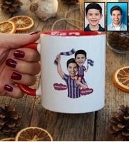 Kişiye Özel Karikatürlü Bordo Mavi Taraftar Baba Oğul Kupa Bardak Babalar Günü Hediyesi