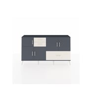 Arges Konsol 5 Raflı 3 Çekmeceli 5 Kapaklı 176x30x99 Antrasit-Antrasit/Aytaşı