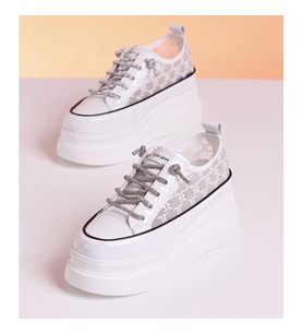 Guja Yüksek Taban İthal Taşlı Sneakers (Beyaz)