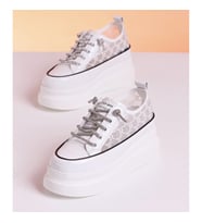 Guja Yüksek Taban İthal Taşlı Sneakers (Beyaz)