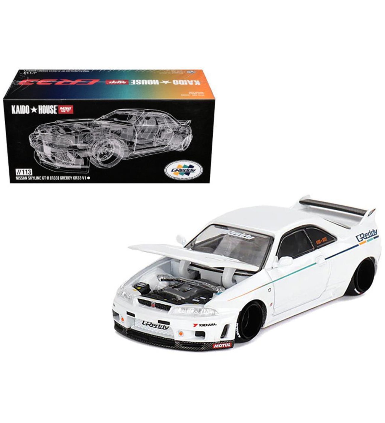 Mini GT Kaido House /113 Nissan Skyline GT-R(R33) Greddy GR33 V1
