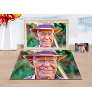 BK Gift Kişiye Özel Tam Boy Büyükbaba Karikatürlü 1000 Parça Profesyonel Puzzle-1