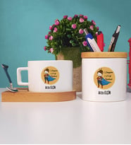 Öğretmenler Günü Hediyesi Kupa Bardak Kısa ve Kalemlik