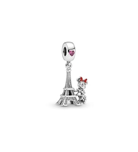 Bayan Minnie Mouse ve Eyfel Kulesi Model Charm (Gümüş Gri)