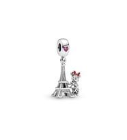 Bayan Minnie Mouse ve Eyfel Kulesi Model Charm (Gümüş Gri)