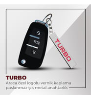Turbo Uyumlu 3D Metal Paslanmaz Metal Araç Otomotiv Anahtarlığı - Kırmızı