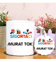Sigortacı Kupa Bardak ve Anahtarlık Hediye Seti (Model 1)