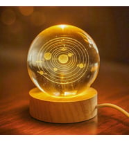 3D Led Işıklı Gezegen Kristal Cam Küre Gece Lambası