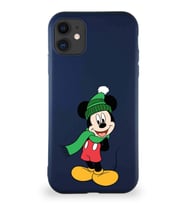 Apple iPhone 11 Soft Premier Kapak Mickey Mouse-G Tasarımlı Silikon Kılıf - Lacivert (Şeffaf)