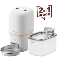 PWF Akıllı Beslenme İstasyonu, Akıllı Kedi Mama Kabı & Kedi Su Sebili İkisi Bir Arada Avantaj Set, PF02 Akıllı Mama Kabı, WF007L Otomatik Kedi Su Sebili, Combo Set Beyaz