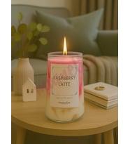 Mumelia Raspberry Latte - Doğal Soya Cam Bardak Tasarım Mum -