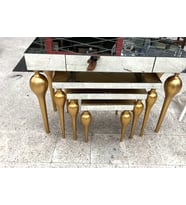 Dresuar-Zigon TOMBUL Model Kayın Torna MDF tabla Parlak gold Boya Füme cam Kaplama El Yapım