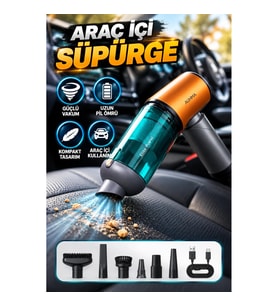 Kablosuz Araç İçi El Süpürgesi – Güçlü Motor, Kompakt Tasarım ve Uzun Pil Ömrü
