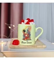 Mickey Mouse Tasarımlı Kişiye Özel Sarı Türk Kahvesi Fincanı