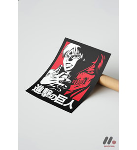 Attack on Titan Eren Anime Poster, Çerçevesiz Yüksek Kalite Duvar Afişi - Anime