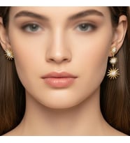STİL İNCİSİ/XUPING JEWELRY IŞILTI ZİRKON TAŞLI MODEL KÜPE (Altın Rengi)