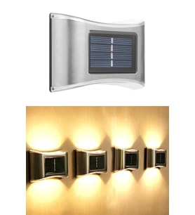 TechnoSmart 1Adet 6Ledli Modern Solar Duvar Lamba Dekorasyon Aydınlatma Metal Aplik Güneş Enerji