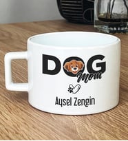 Kişiye Özel Dog Mom Hediye Lüks Fincan Köpek Annesi (Beyaz)