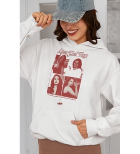 Tasarım Lana Del Rey Baskılı Unisex Oversize Şarkıcı Hoodie