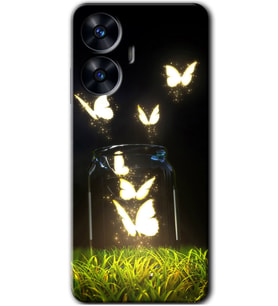 Realme C55 Kılıf HD Desen Baskılı Kılıf - Işıklı Kelebekler