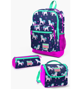 Coral High Kids Lacivert Pembe Unicorn Desenli 3’lü Okul Çanta Seti SET0123467