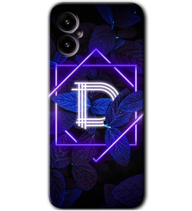 Omix X3 Kılıf HD Desen Baskılı Arka Kapak - Dark Neon Yaprak D Harfi