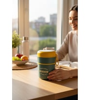 2 katlı 710 ml çelik sefer tası yemek termosu saklama kabı mavi
