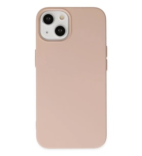 Newface Apple iPhone 14 Plus Kılıf Nano içi Kadife Silikon - Pudra