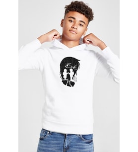 Erased Anime Black White Silhoette Beyaz Çocuk 3ip Kapşonlu Sweatshirt