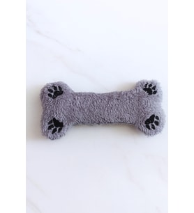 Monox Wellsoft (Peluş) Kemik Şekilli Pati Nakışlı Köpek Oyuncağı (Gri)
