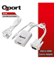 QPORT Q-VH VGA TO HDMI DÖNÜŞTÜRÜCÜ + SES KABLOSU (VGA+HDMI)
