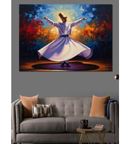 Sahnede Dönen Mevlevi Semazen Tablosu Dekoratif Kanvas - Mdf Ahşap Tablo