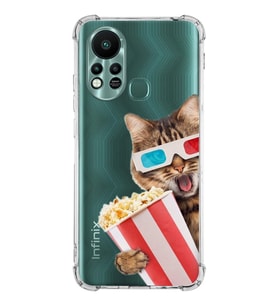 PrintiFy İnfinix Hot 11s Uyumlu Kedi 1 Baskılı Şeffaf Köşe Korumalı Antişok Kılıf