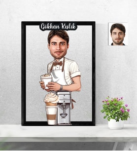 Kişiye Özel 3D  Ahşap Tablo Barista Model 30x40 -12
