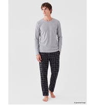 LC WAIKIKI Gri Bisiklet Yaka Erkek Termal Pijama Üst